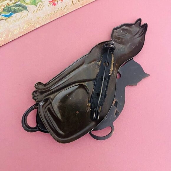 Vintage Trio of Cats Kitten Kitty Tri-Tone Brooch Pin - Picture 3 of 4